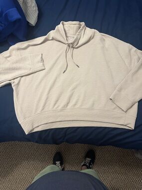 Danskin Cream Drawstring Turtleneck Pullover